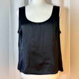 JONES NEW YORK Women’s Black 100% Silk Scoop Neck Blouse Size 16 Goth Witchy w3